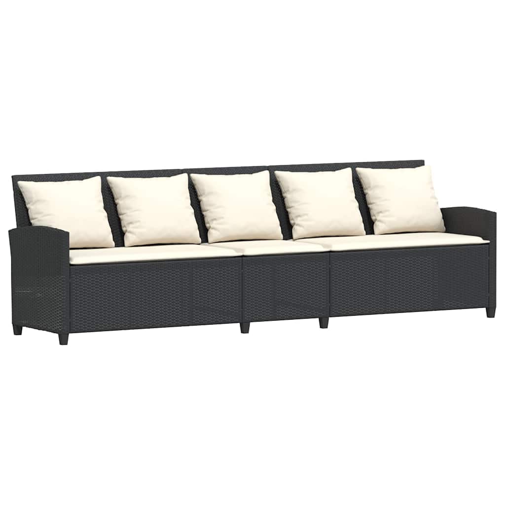 4-delige Loungeset met kussens poly rattan zwart is nu te koop bij PeponiXL, paradijselijk wonen!