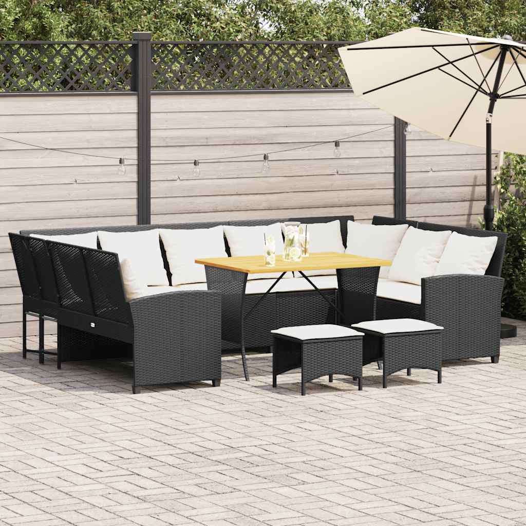 4-delige Loungeset met kussens poly rattan zwart is nu te koop bij PeponiXL, paradijselijk wonen!
