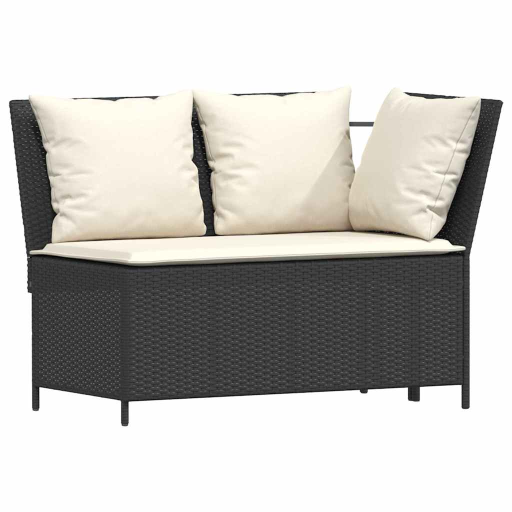 3-delige Loungeset met kussens poly rattan zwart is nu te koop bij PeponiXL, paradijselijk wonen!