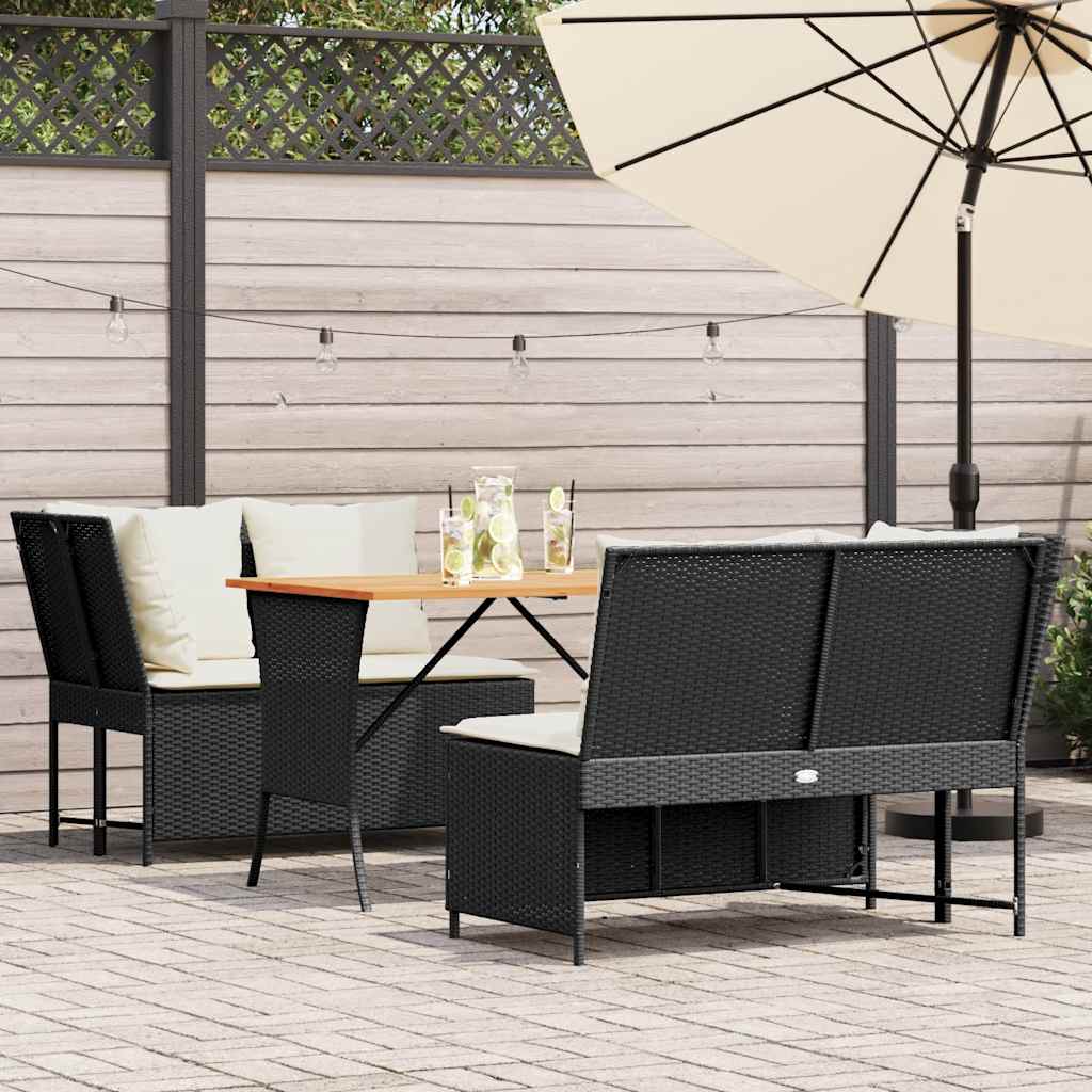 3-delige Loungeset met kussens poly rattan zwart is nu te koop bij PeponiXL, paradijselijk wonen!