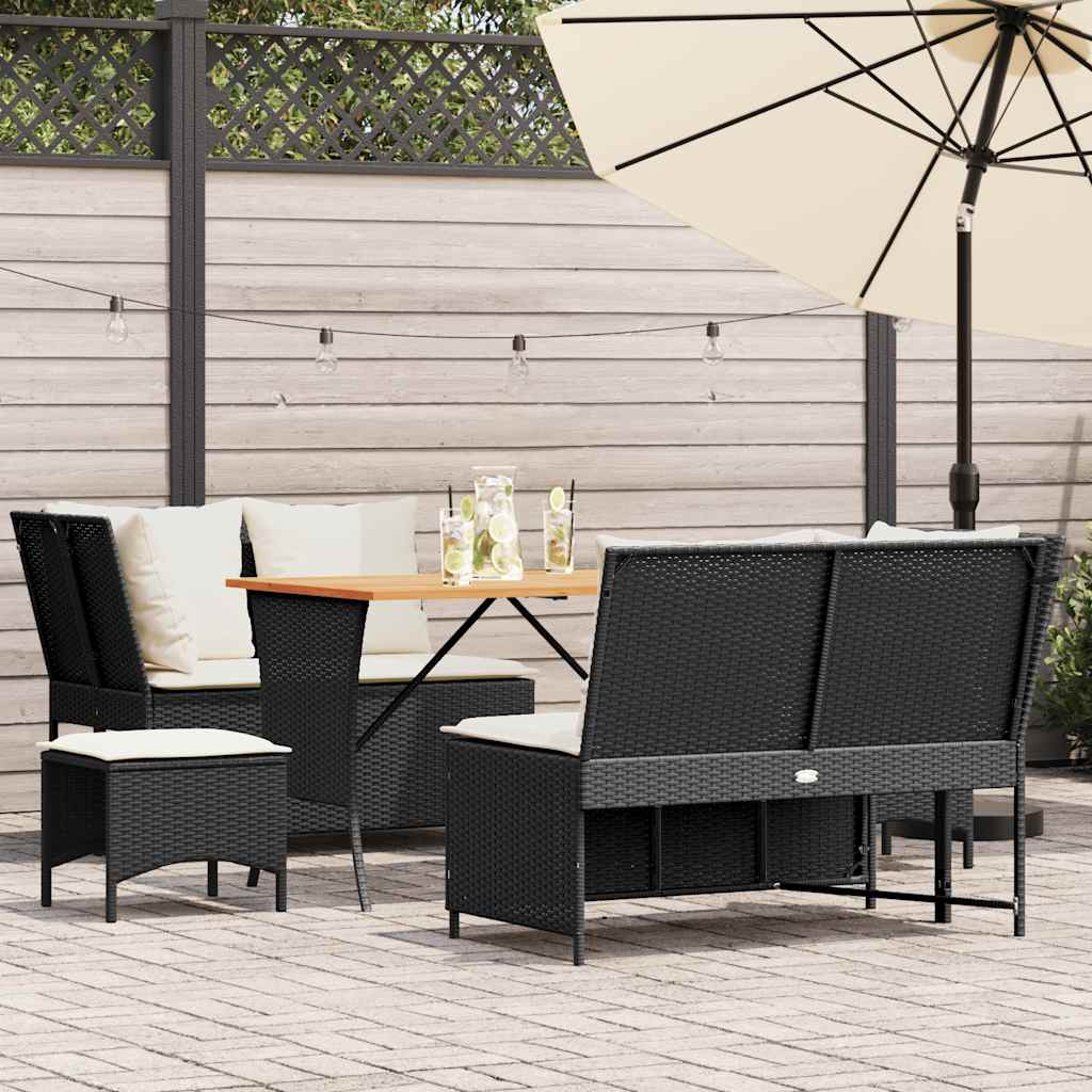 5-delige Loungeset met kussens poly rattan zwart is nu te koop bij PeponiXL, paradijselijk wonen!