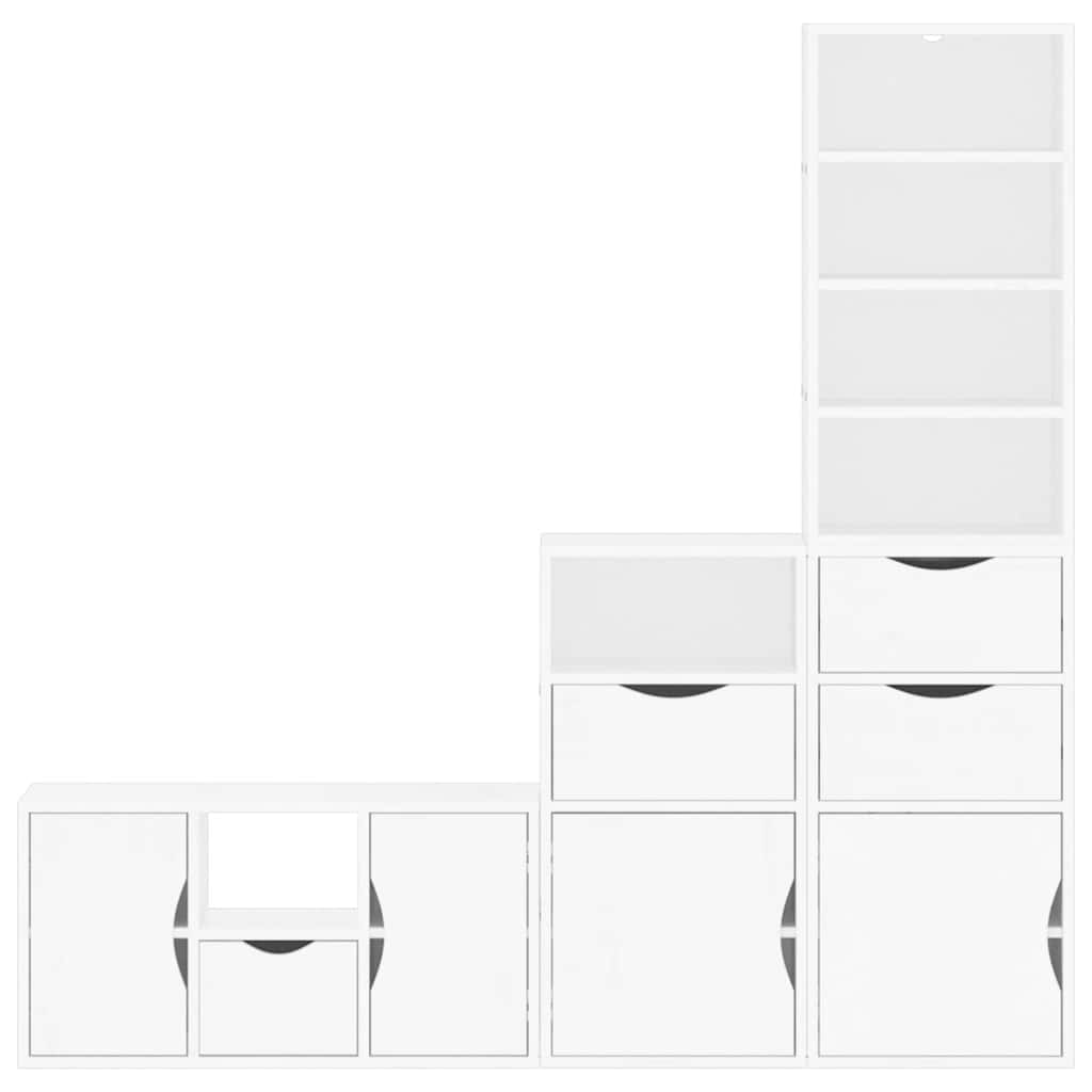 4-delig Tv-meubel met opbergruimte ODDA massief grenenhout wit is nu te koop bij PeponiXL, paradijselijk wonen!