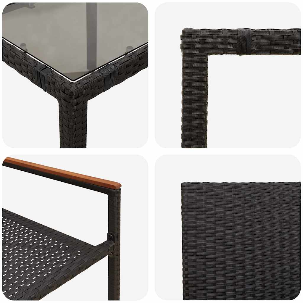 Tuin eettafelset 3 pcs Zwart poly rattan is nu te koop bij PeponiXL, paradijselijk wonen!