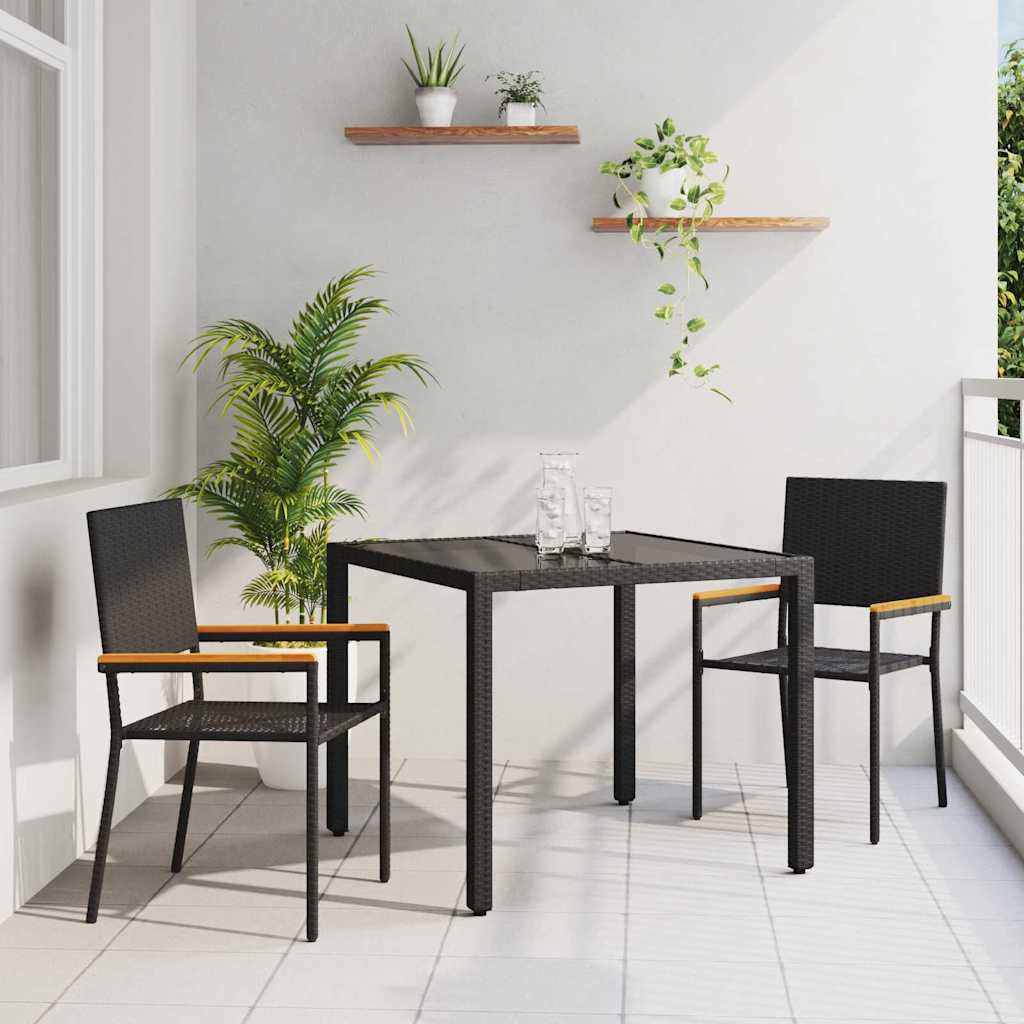 Tuin eettafelset 3 pcs Zwart poly rattan is nu te koop bij PeponiXL, paradijselijk wonen!