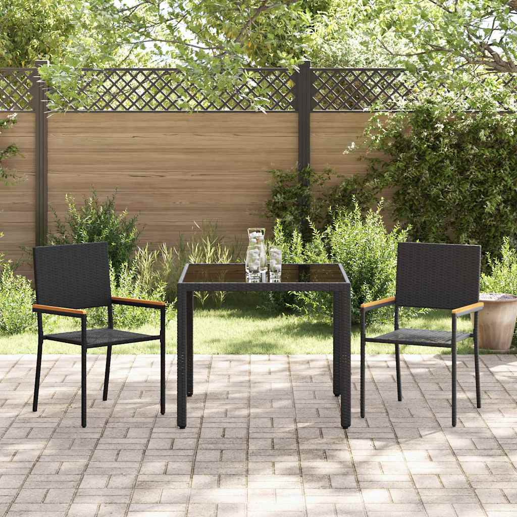 Tuin eettafelset 3 pcs Zwart poly rattan is nu te koop bij PeponiXL, paradijselijk wonen!