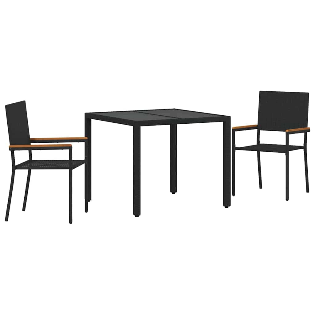 Tuin eettafelset 3 pcs Zwart poly rattan is nu te koop bij PeponiXL, paradijselijk wonen!