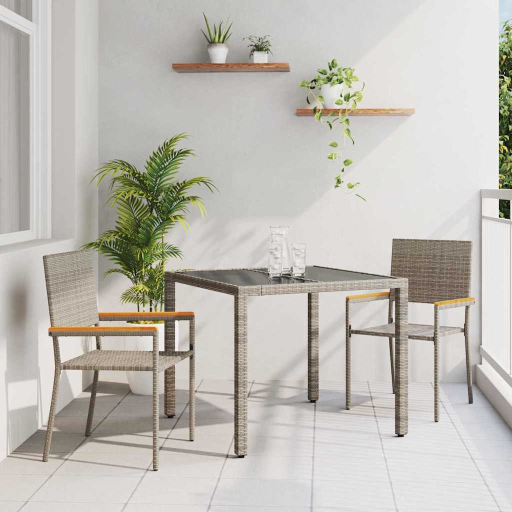 Tuin eettafelset 3 pcs Grijs poly rattan is nu te koop bij PeponiXL, paradijselijk wonen!