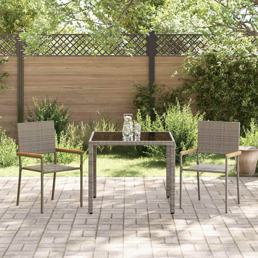 Tuin eettafelset 3 pcs Grijs poly rattan is nu te koop bij PeponiXL, paradijselijk wonen!