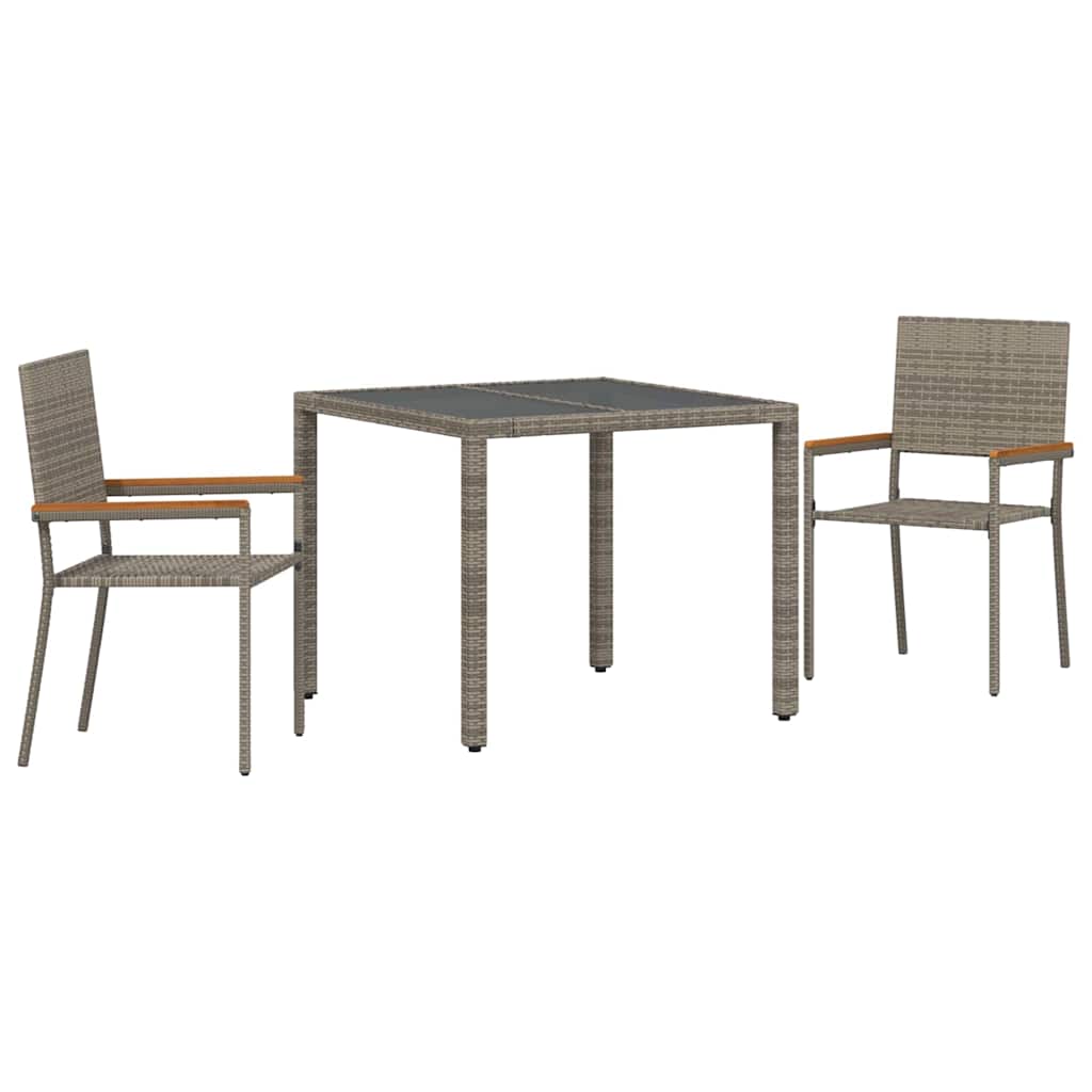 Tuin eettafelset 3 pcs Grijs poly rattan is nu te koop bij PeponiXL, paradijselijk wonen!