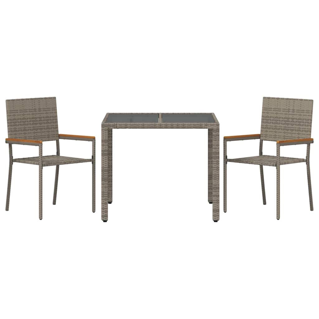 Tuin eettafelset 3 pcs Grijs poly rattan is nu te koop bij PeponiXL, paradijselijk wonen!