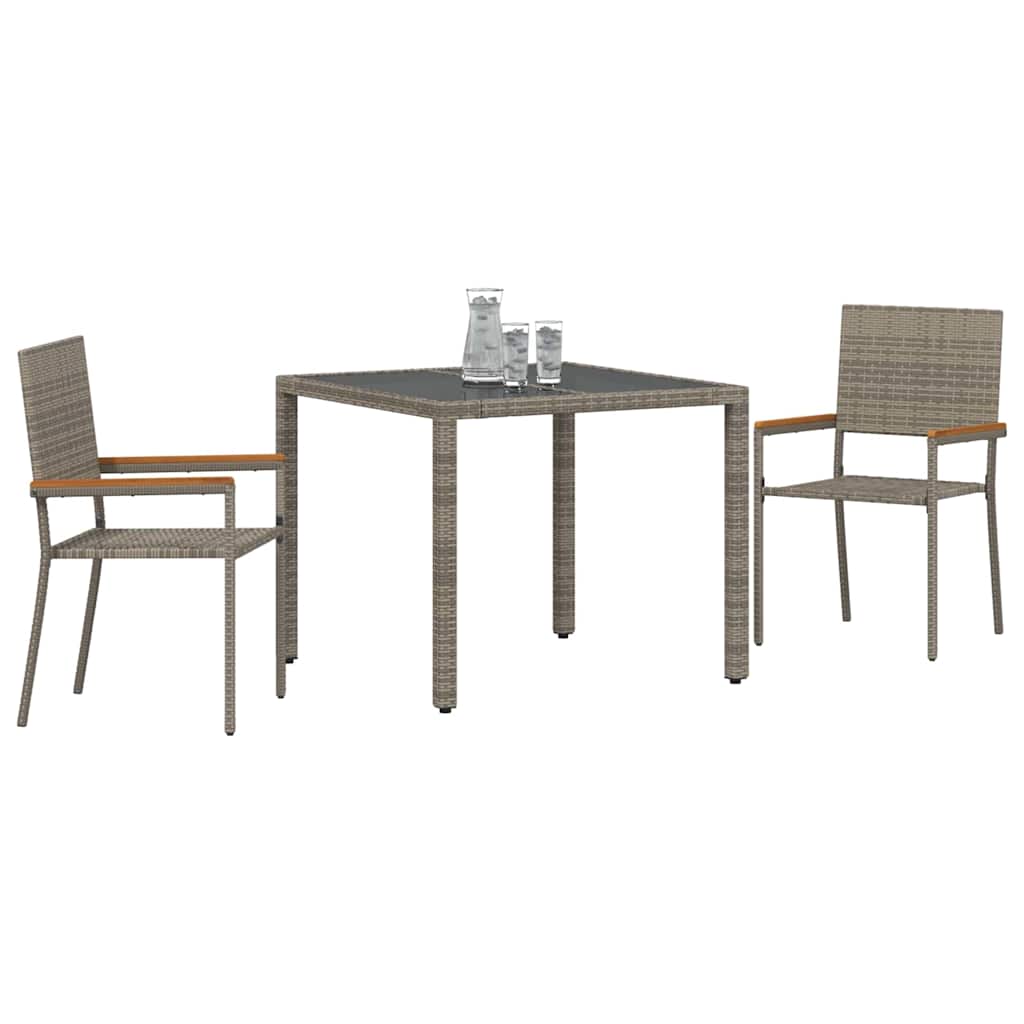 Tuin eettafelset 3 pcs Grijs poly rattan is nu te koop bij PeponiXL, paradijselijk wonen!