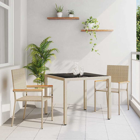 Tuin eettafelset 3 pcs Beige poly rattan is nu te koop bij PeponiXL, paradijselijk wonen!