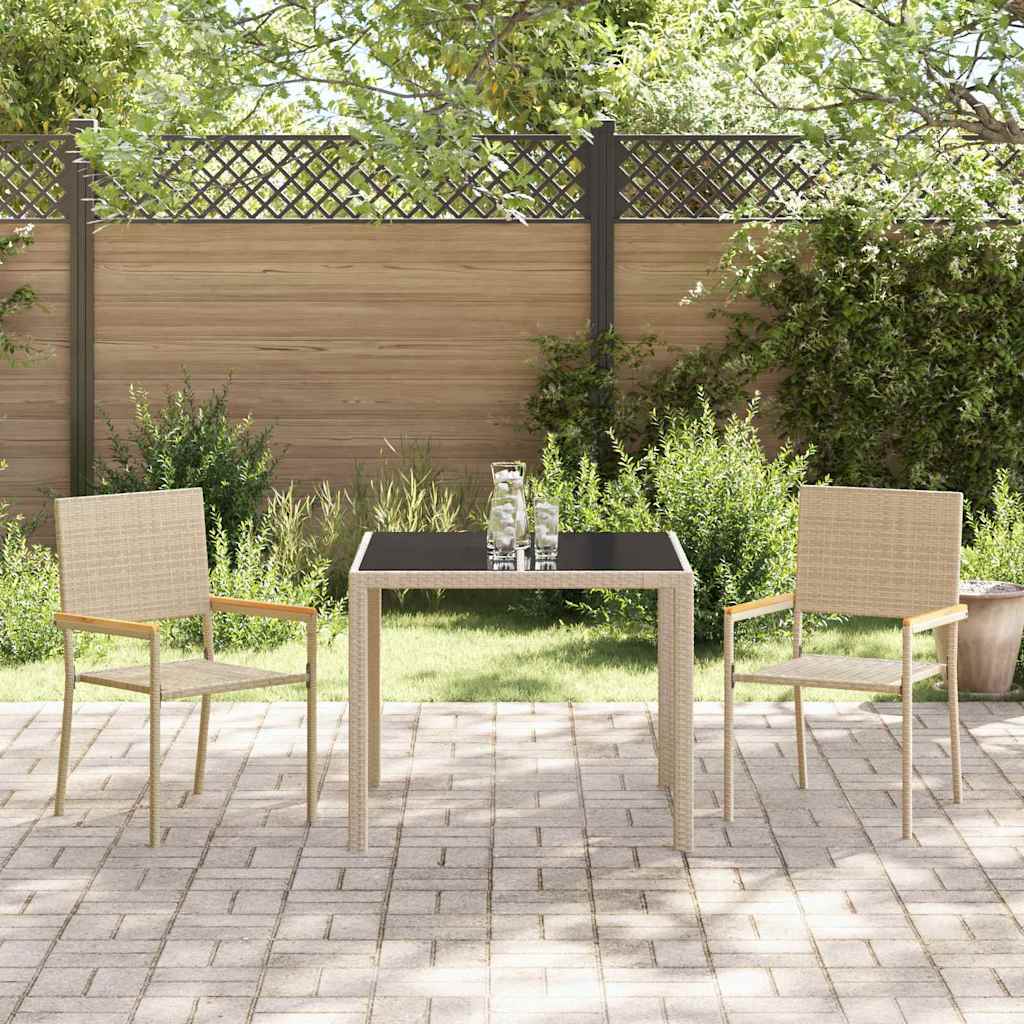 Tuin eettafelset 3 pcs Beige poly rattan is nu te koop bij PeponiXL, paradijselijk wonen!