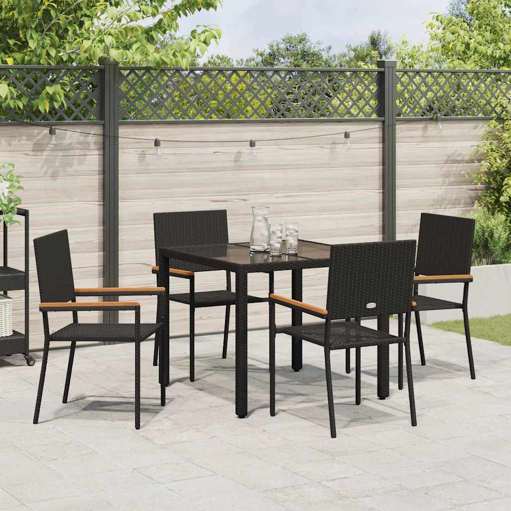 Tuin eettafelset 5 pcs Zwart poly rattan is nu te koop bij PeponiXL, paradijselijk wonen!