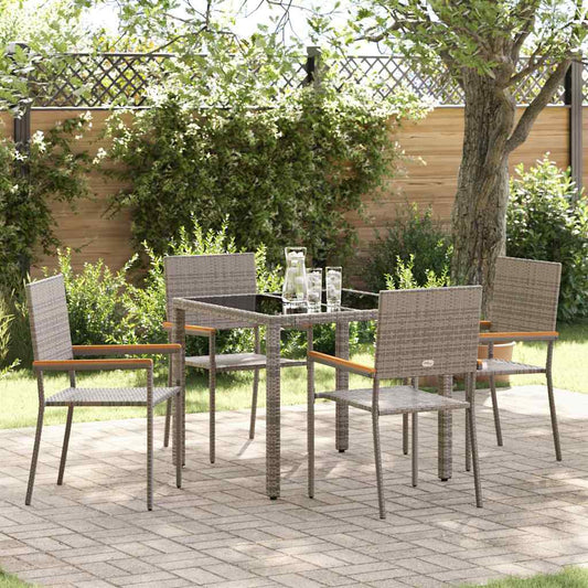 Tuin eettafelset 5 pcs Grijs poly rattan is nu te koop bij PeponiXL, paradijselijk wonen!