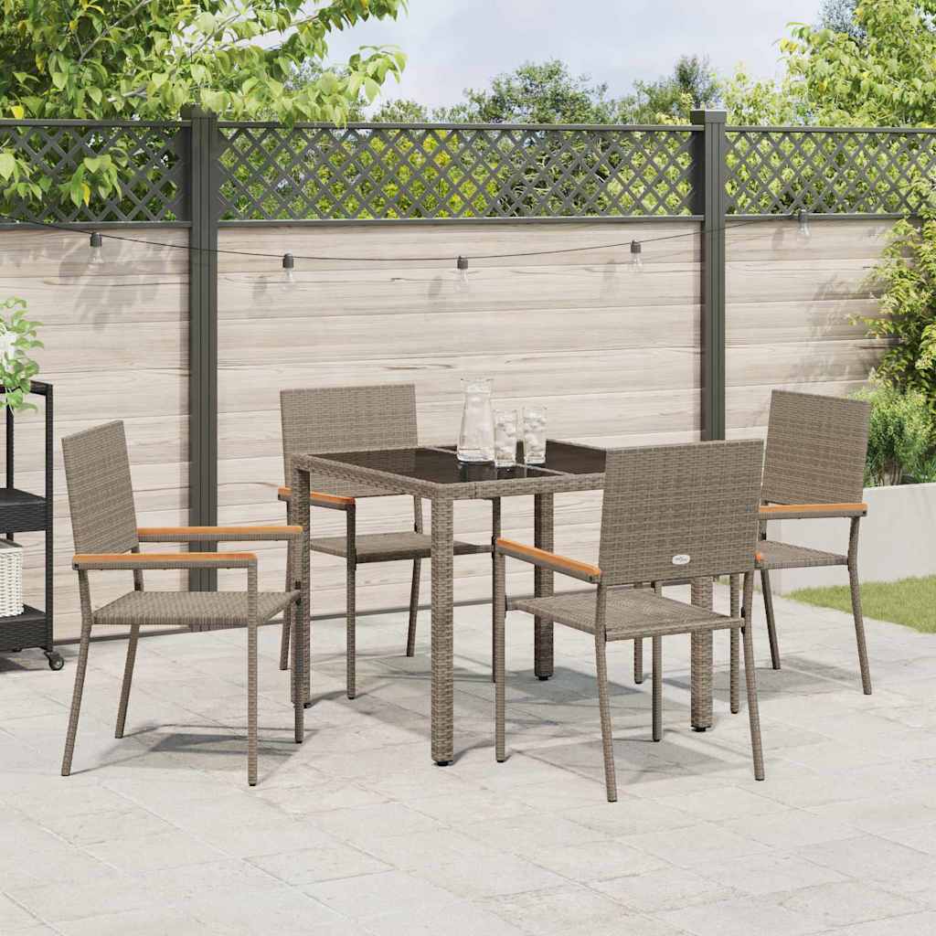 Tuin eettafelset 5 pcs Grijs poly rattan is nu te koop bij PeponiXL, paradijselijk wonen!