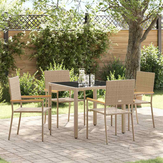 Tuin eettafelset 5 pcs Beige poly rattan is nu te koop bij PeponiXL, paradijselijk wonen!