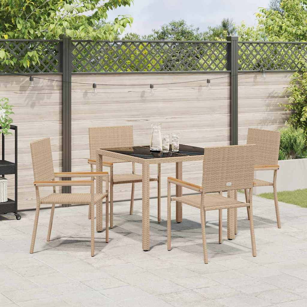 Tuin eettafelset 5 pcs Beige poly rattan is nu te koop bij PeponiXL, paradijselijk wonen!