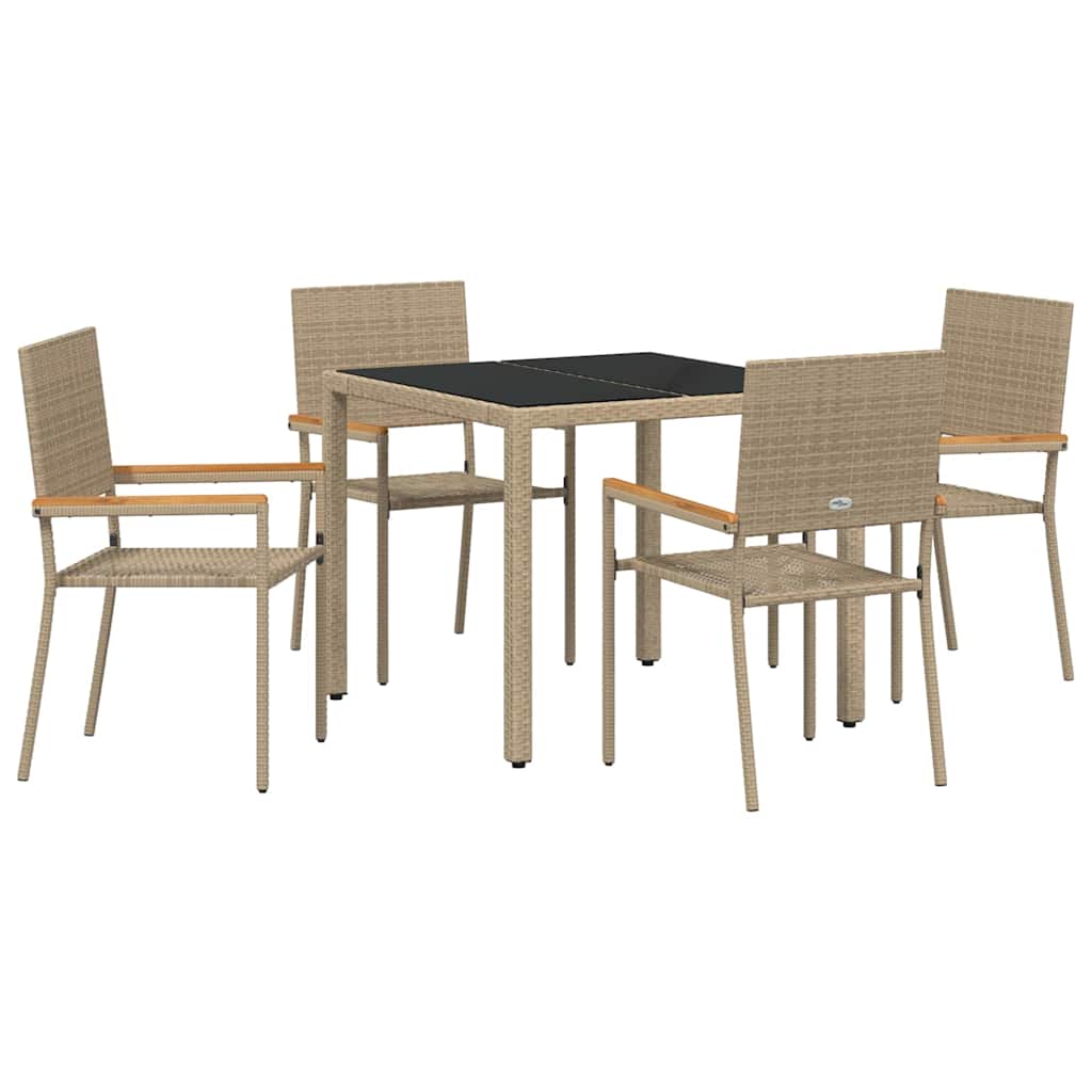 Tuin eettafelset 5 pcs Beige poly rattan is nu te koop bij PeponiXL, paradijselijk wonen!