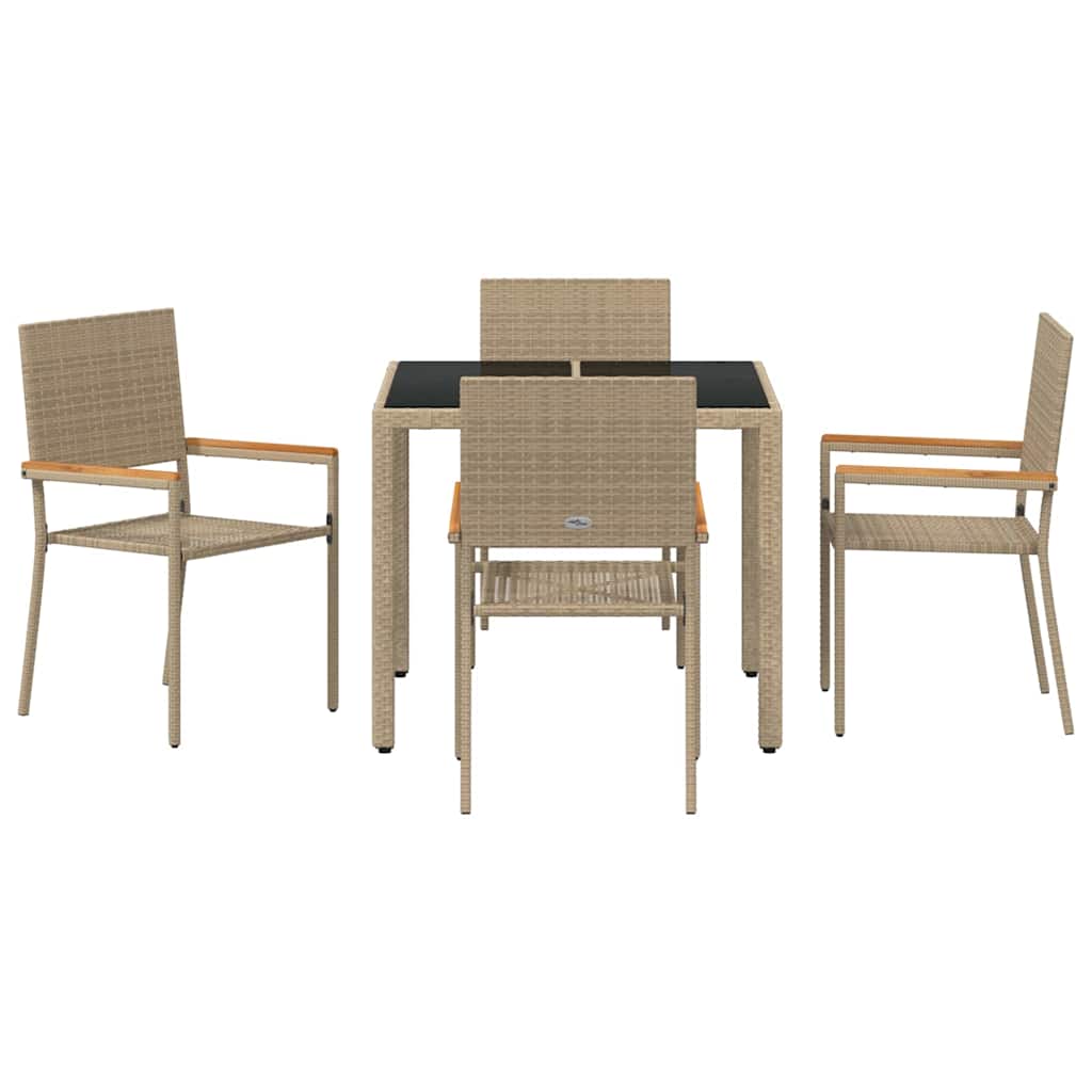 Tuin eettafelset 5 pcs Beige poly rattan is nu te koop bij PeponiXL, paradijselijk wonen!
