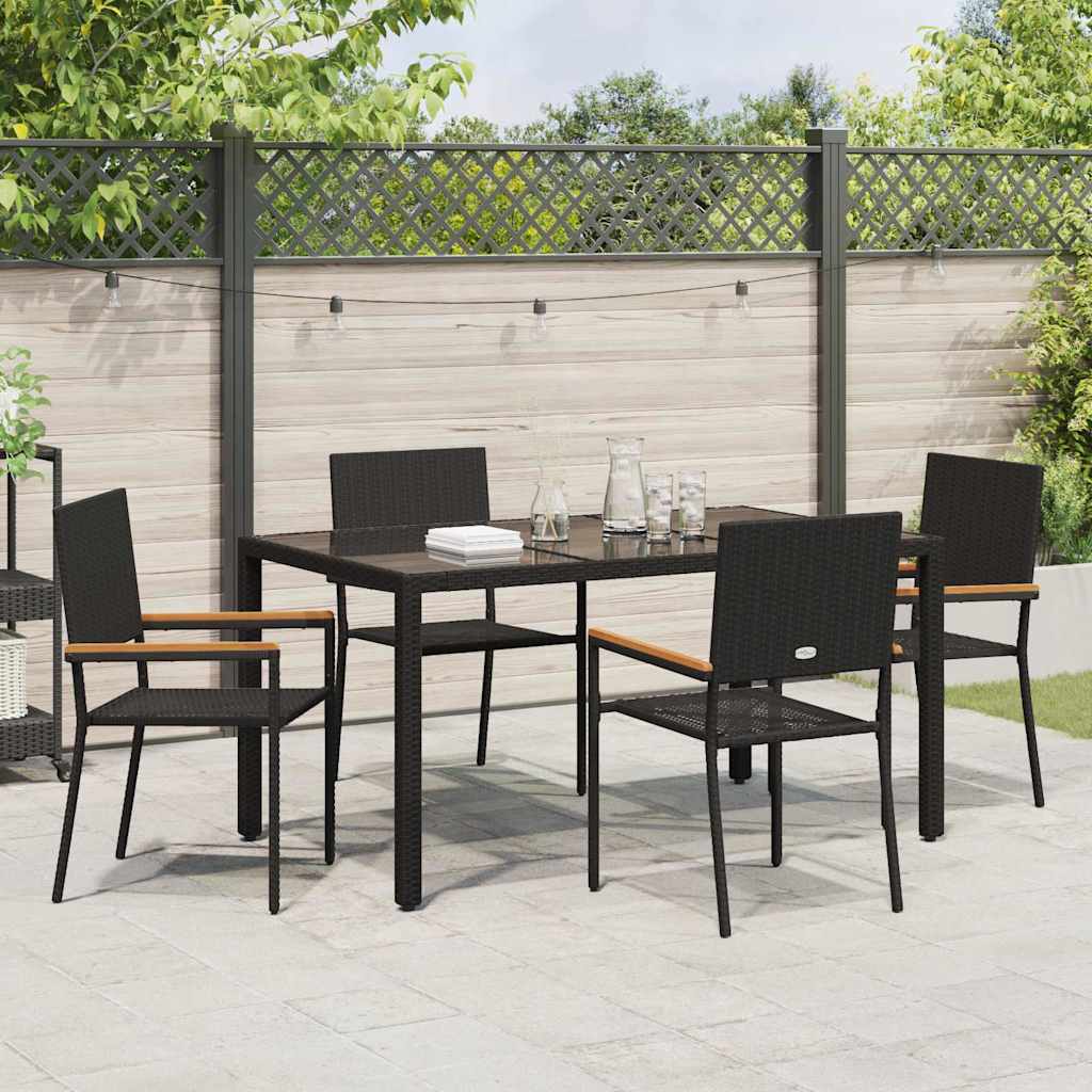 Tuin eettafelset 5 pcs Zwart poly rattan is nu te koop bij PeponiXL, paradijselijk wonen!