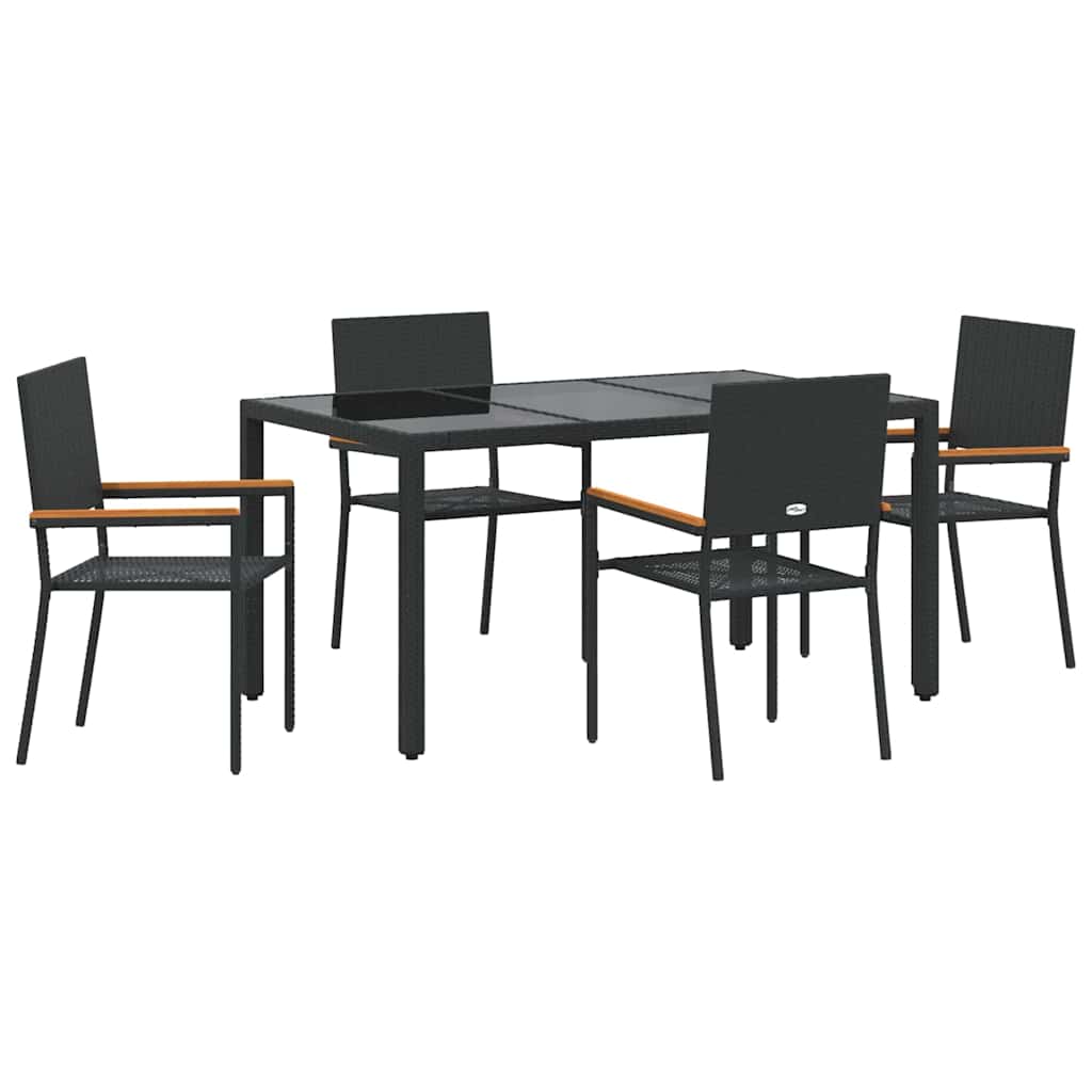 Tuin eettafelset 5 pcs Zwart poly rattan is nu te koop bij PeponiXL, paradijselijk wonen!