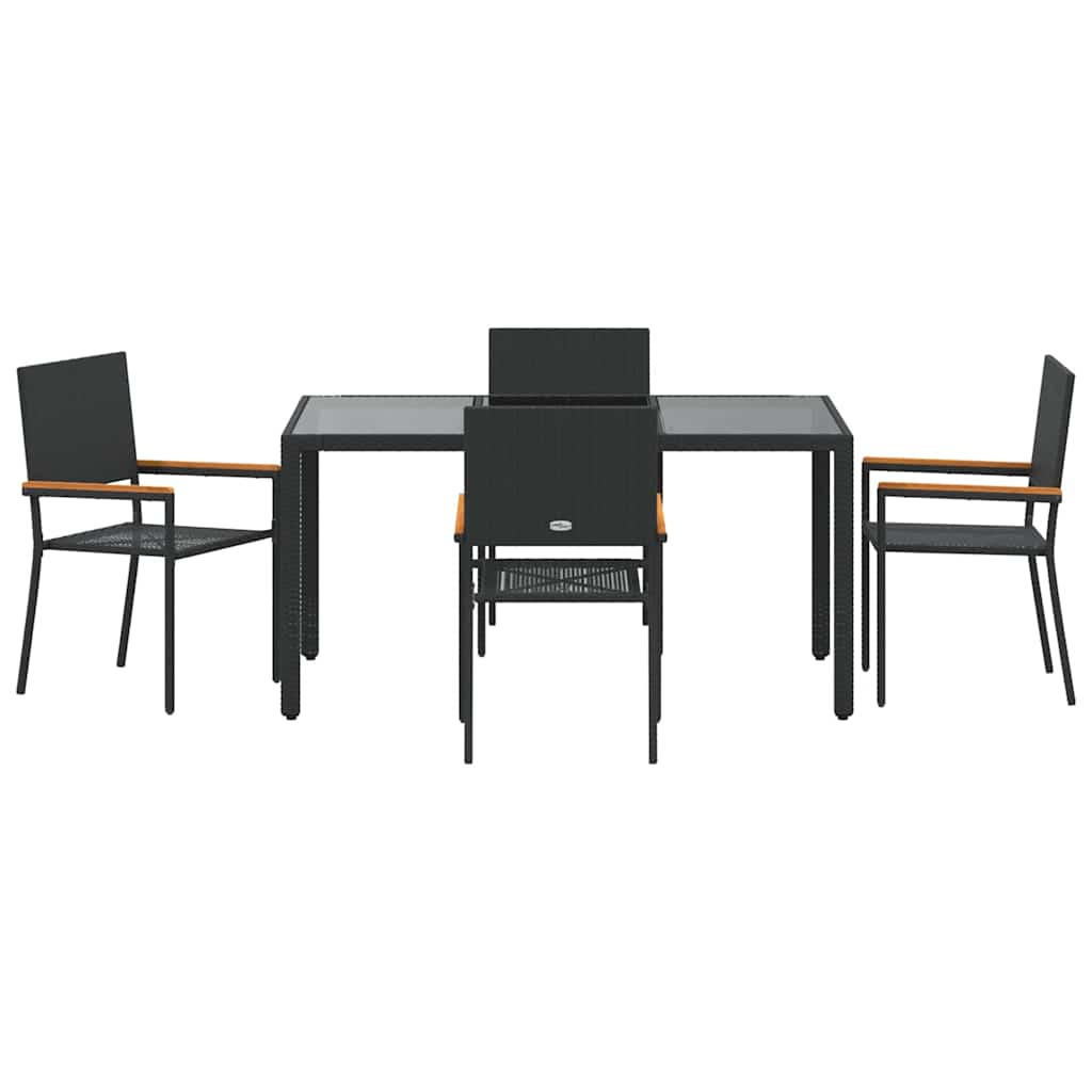 Tuin eettafelset 5 pcs Zwart poly rattan is nu te koop bij PeponiXL, paradijselijk wonen!