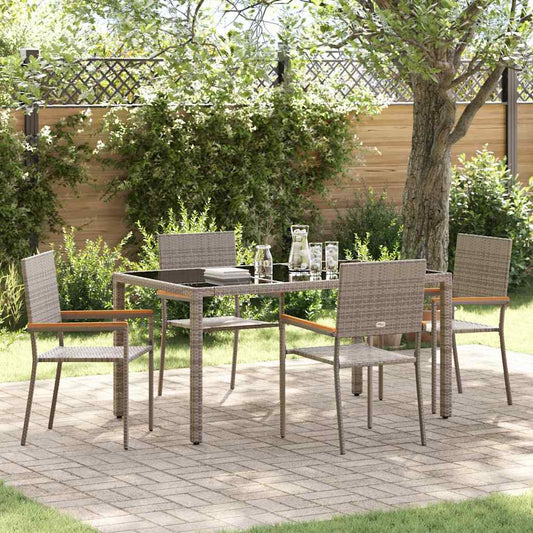 Tuin eettafelset 5 pcs Grijs poly rattan is nu te koop bij PeponiXL, paradijselijk wonen!