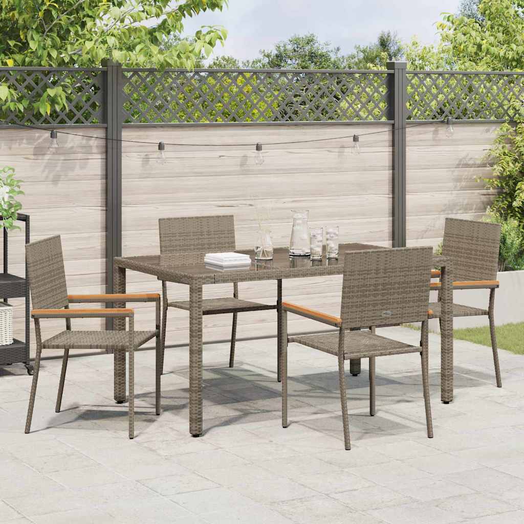 Tuin eettafelset 5 pcs Grijs poly rattan is nu te koop bij PeponiXL, paradijselijk wonen!