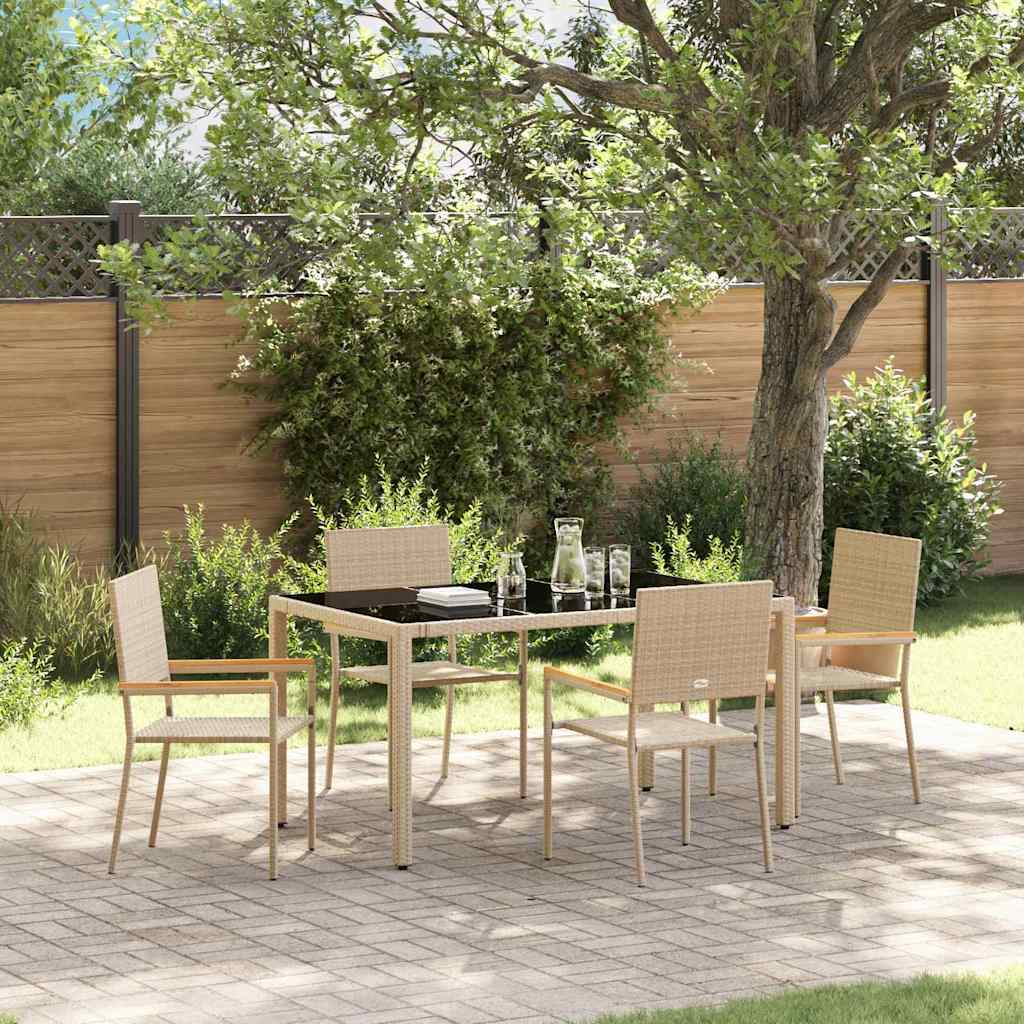 Tuin eettafelset 5 pcs Beige poly rattan is nu te koop bij PeponiXL, paradijselijk wonen!