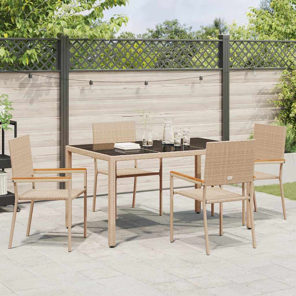 Tuin eettafelset 5 pcs Beige poly rattan is nu te koop bij PeponiXL, paradijselijk wonen!