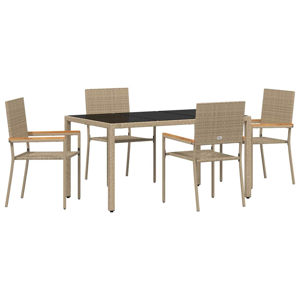 Tuin eettafelset 5 pcs Beige poly rattan is nu te koop bij PeponiXL, paradijselijk wonen!