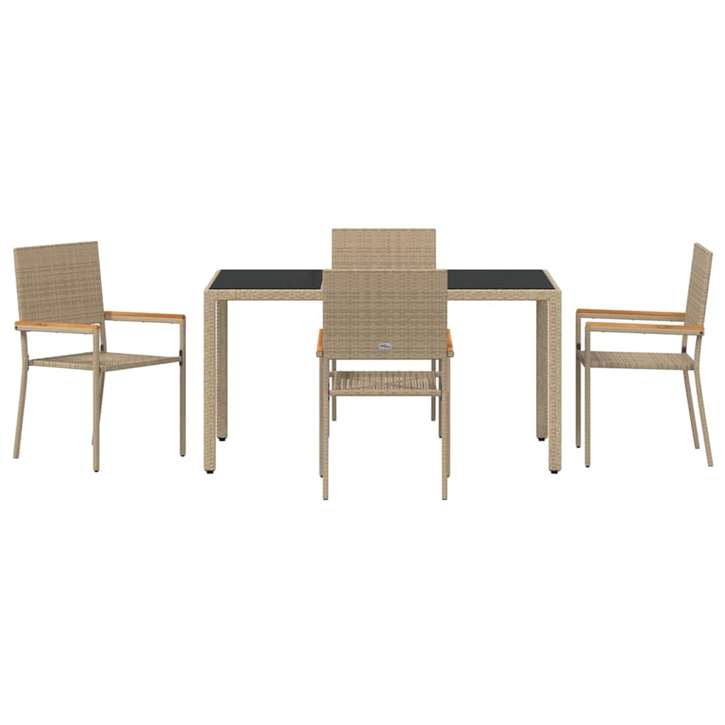 Tuin eettafelset 5 pcs Beige poly rattan is nu te koop bij PeponiXL, paradijselijk wonen!
