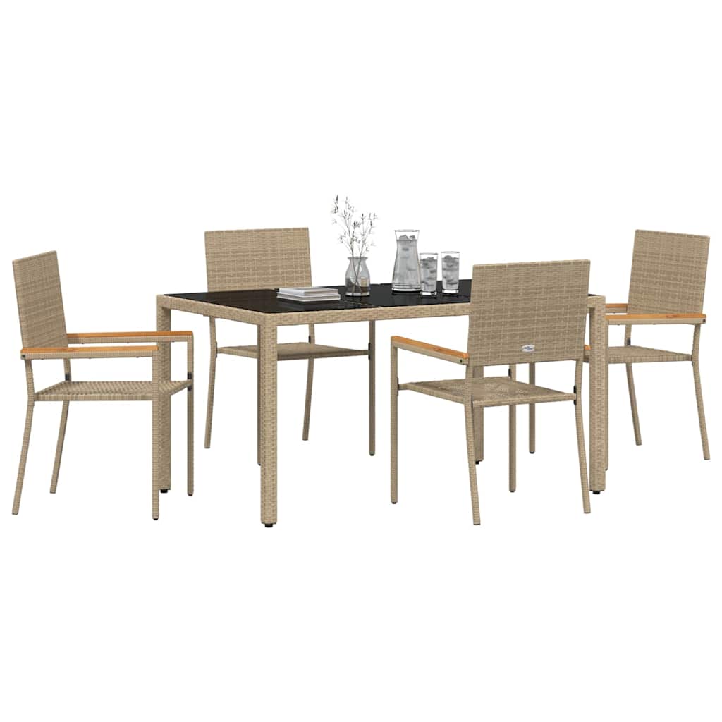 Tuin eettafelset 5 pcs Beige poly rattan is nu te koop bij PeponiXL, paradijselijk wonen!