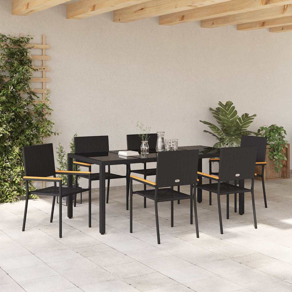 Tuin eettafelset 7 pcs Zwart poly rattan is nu te koop bij PeponiXL, paradijselijk wonen!