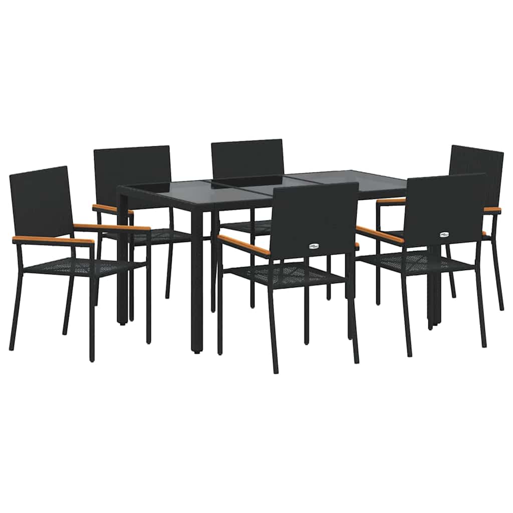 Tuin eettafelset 7 pcs Zwart poly rattan is nu te koop bij PeponiXL, paradijselijk wonen!