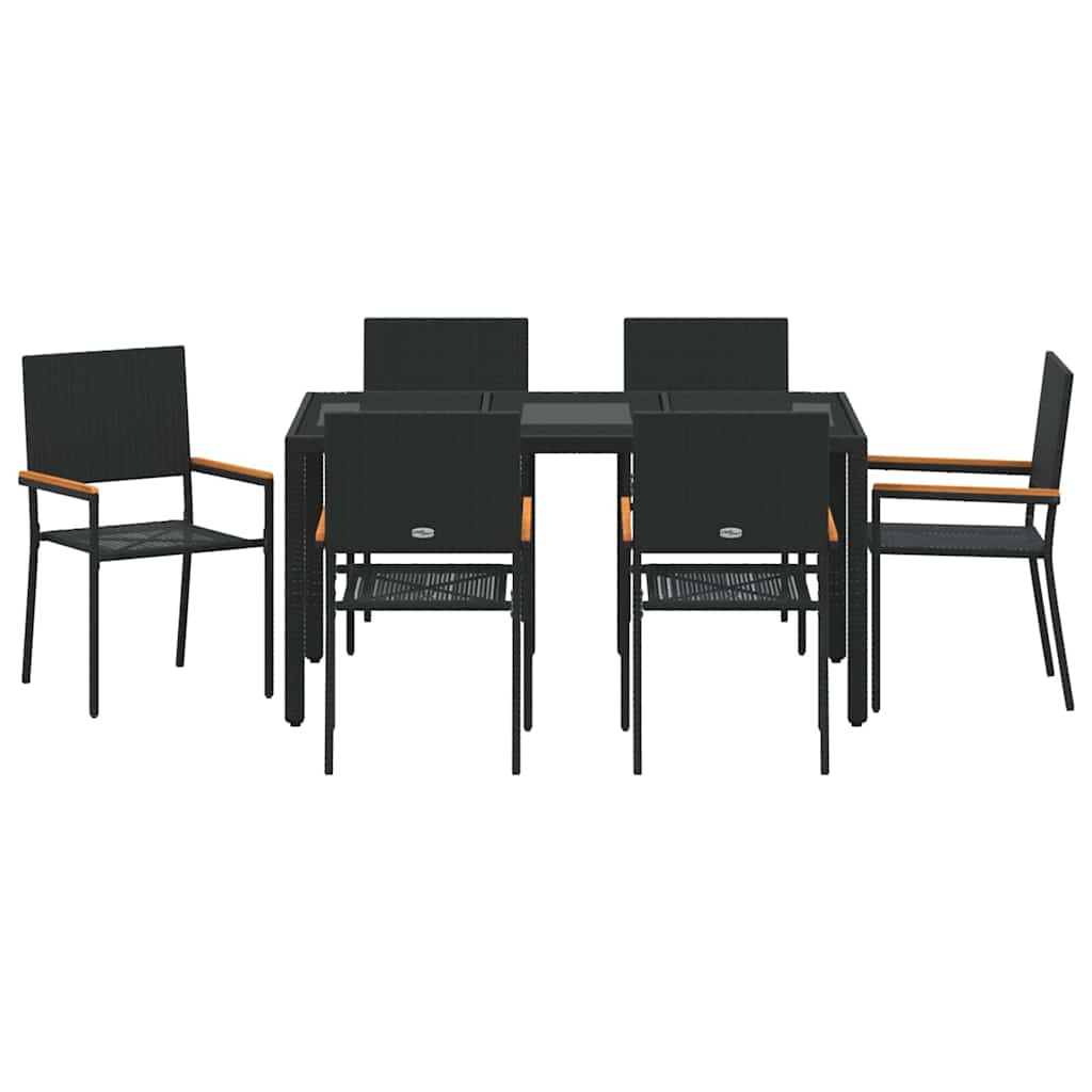 Tuin eettafelset 7 pcs Zwart poly rattan is nu te koop bij PeponiXL, paradijselijk wonen!