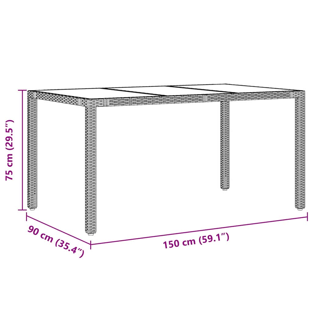 Tuin eettafelset 7 pcs Zwart poly rattan is nu te koop bij PeponiXL, paradijselijk wonen!
