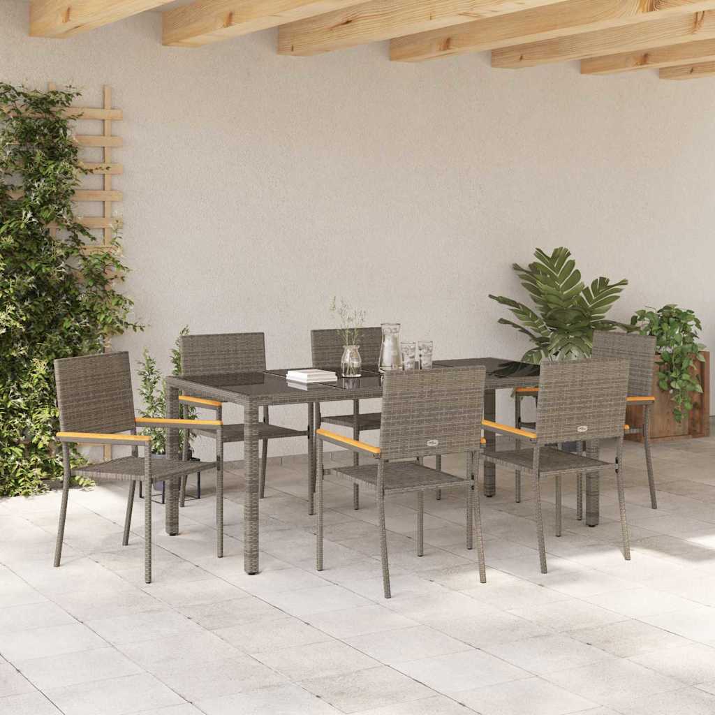 Tuin eettafelset 7 pcs Grijs poly rattan is nu te koop bij PeponiXL, paradijselijk wonen!
