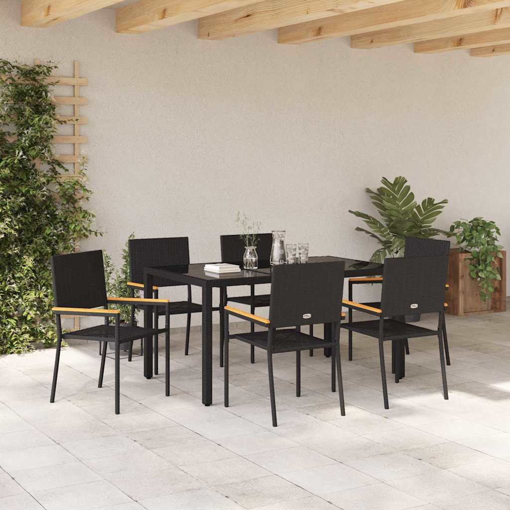 Tuin eettafelset 7 pcs Zwart poly rattan is nu te koop bij PeponiXL, paradijselijk wonen!