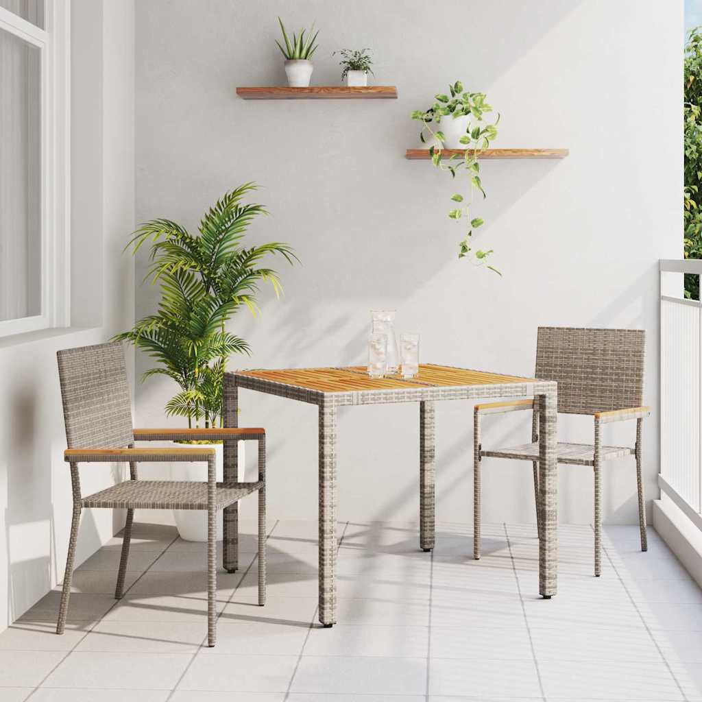 Tuin eettafelset 3 pcs Grijs poly rattan is nu te koop bij PeponiXL, paradijselijk wonen!