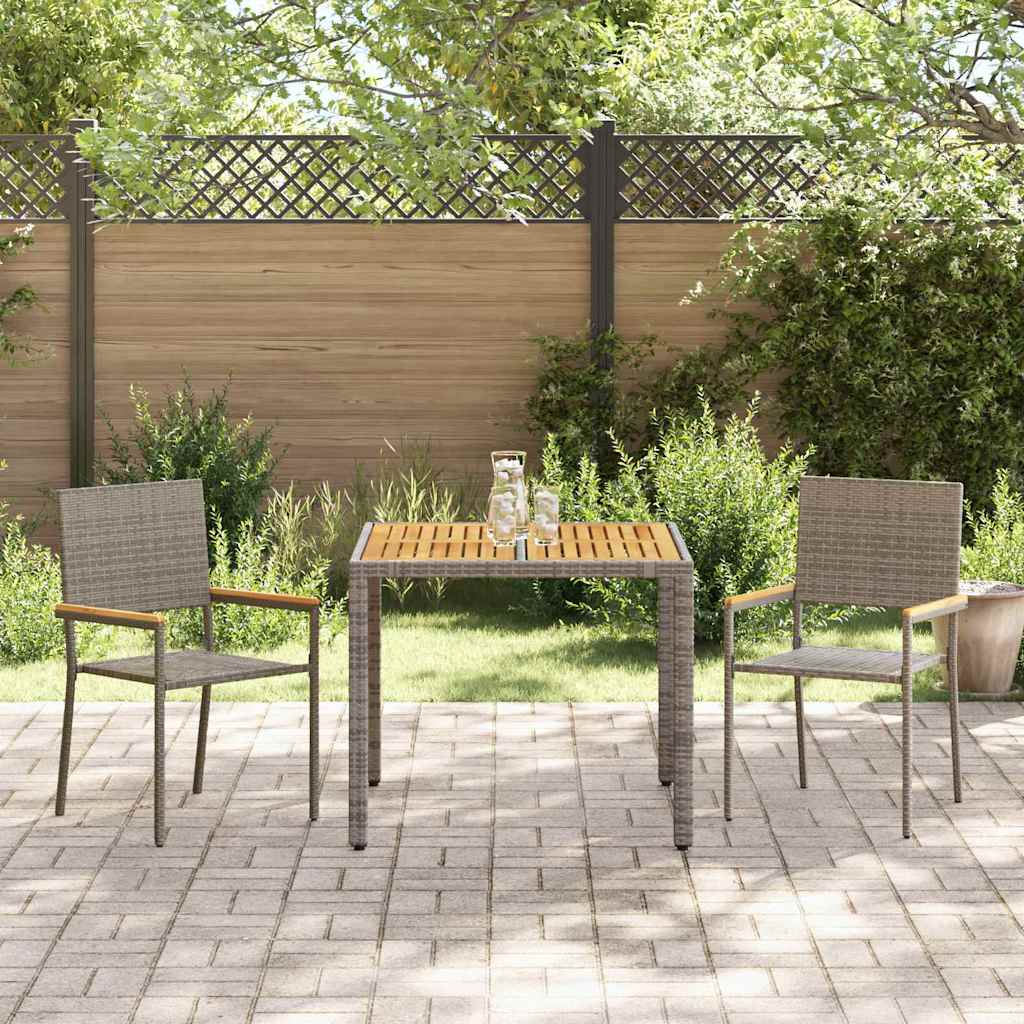Tuin eettafelset 3 pcs Grijs poly rattan is nu te koop bij PeponiXL, paradijselijk wonen!