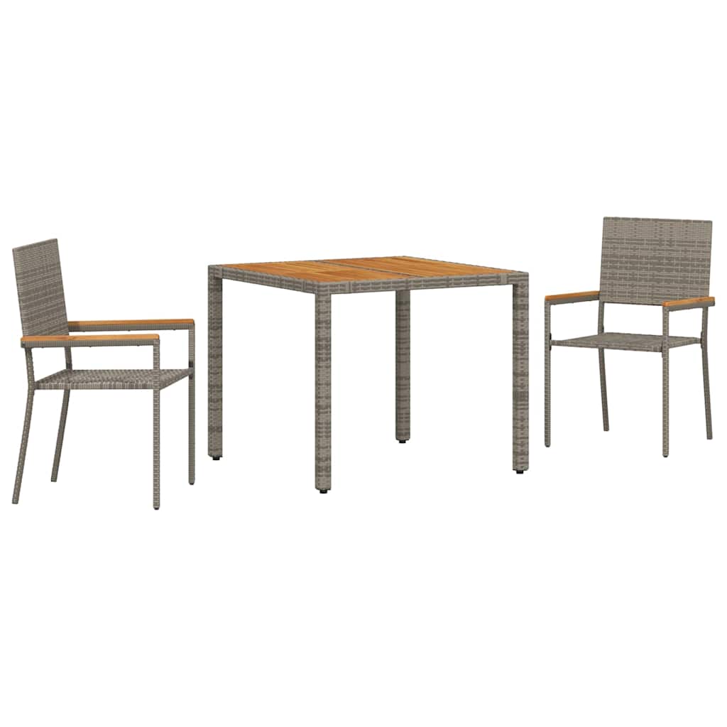 Tuin eettafelset 3 pcs Grijs poly rattan is nu te koop bij PeponiXL, paradijselijk wonen!
