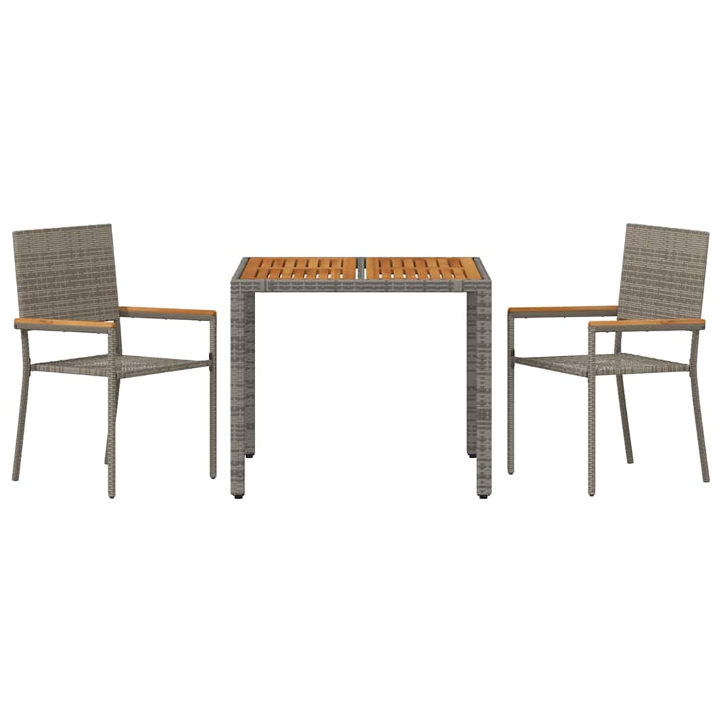 Tuin eettafelset 3 pcs Grijs poly rattan is nu te koop bij PeponiXL, paradijselijk wonen!