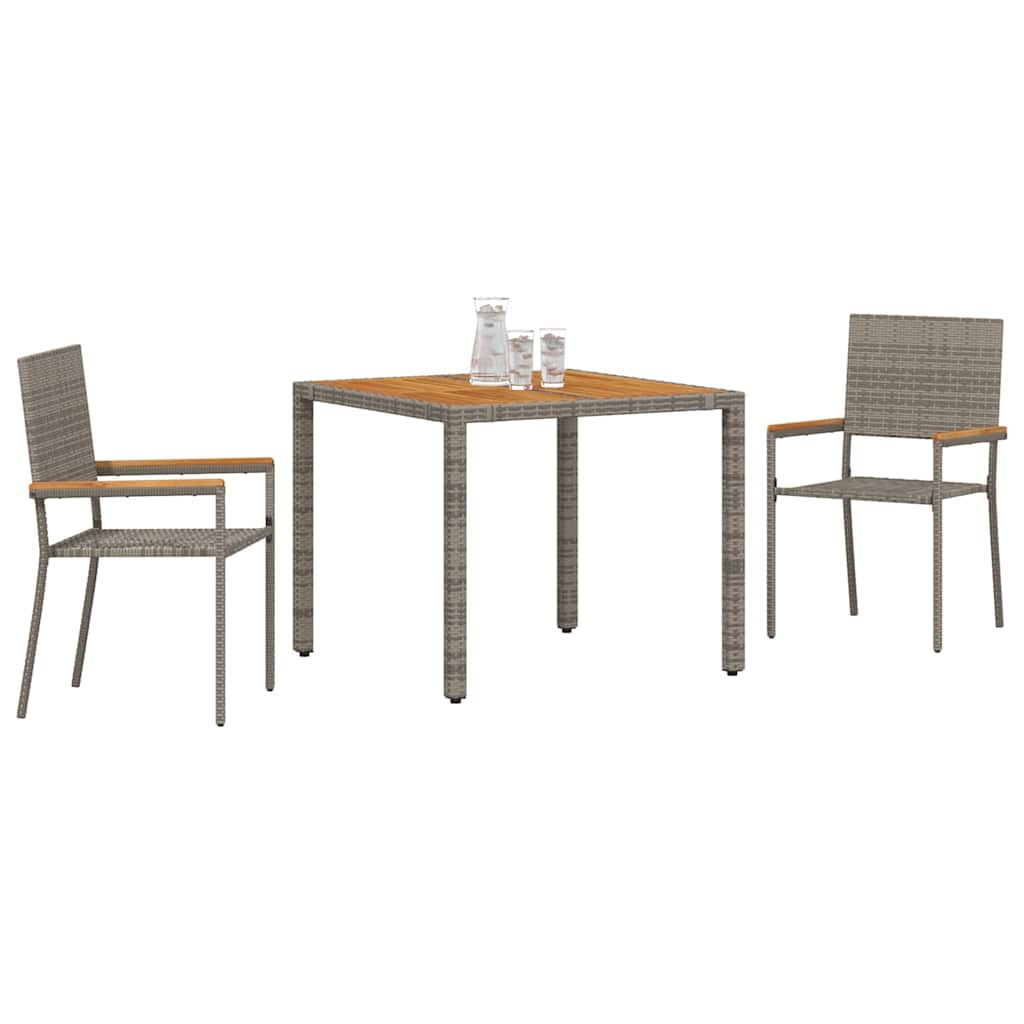 Tuin eettafelset 3 pcs Grijs poly rattan is nu te koop bij PeponiXL, paradijselijk wonen!