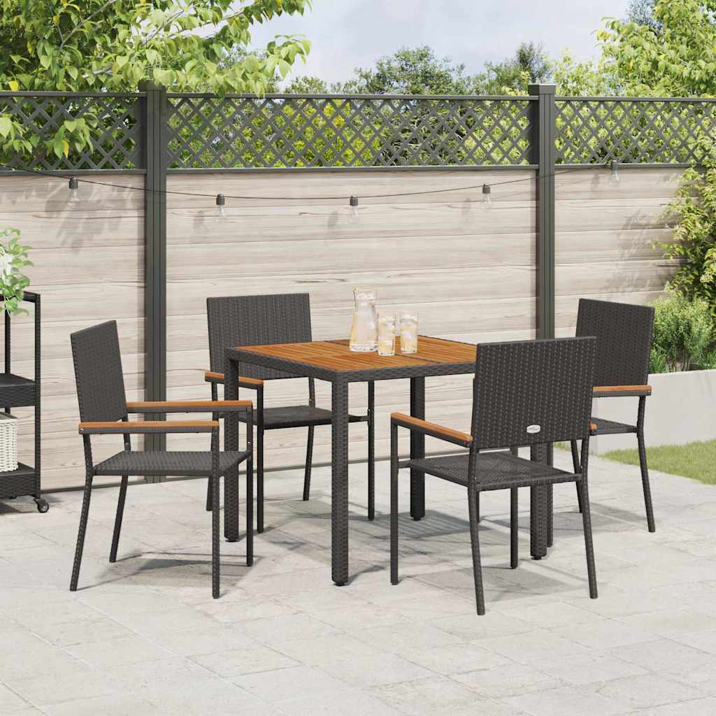 Tuin eettafelset 5 pcs Zwart poly rattan is nu te koop bij PeponiXL, paradijselijk wonen!
