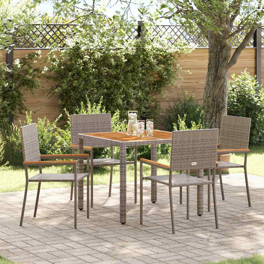 Tuin eettafelset 5 pcs Grijs poly rattan is nu te koop bij PeponiXL, paradijselijk wonen!