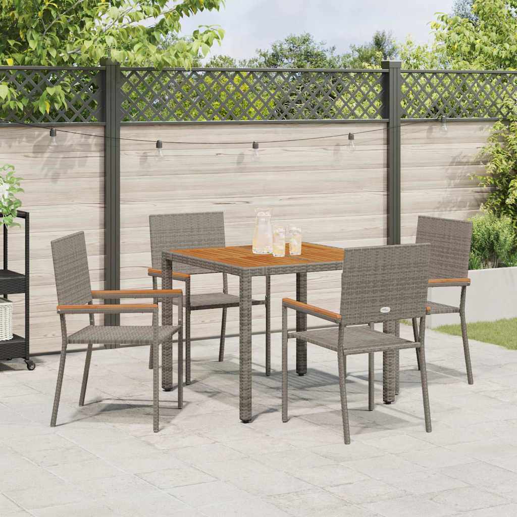 Tuin eettafelset 5 pcs Grijs poly rattan is nu te koop bij PeponiXL, paradijselijk wonen!