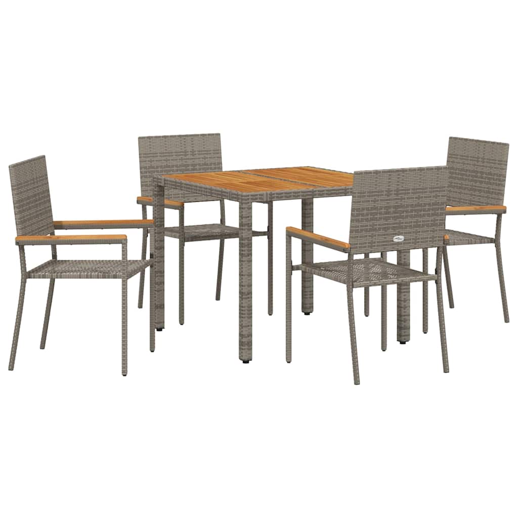 Tuin eettafelset 5 pcs Grijs poly rattan is nu te koop bij PeponiXL, paradijselijk wonen!