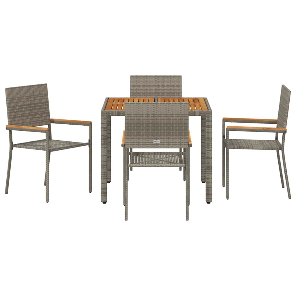 Tuin eettafelset 5 pcs Grijs poly rattan is nu te koop bij PeponiXL, paradijselijk wonen!